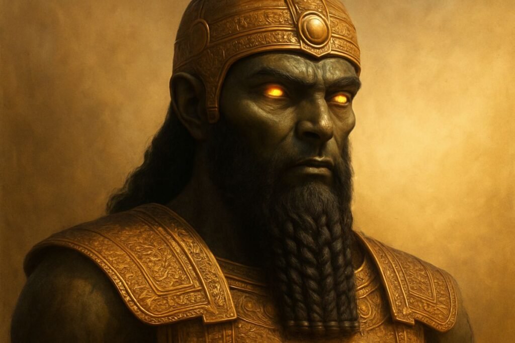 Inspirado nas antigas representações sumérias, o Anunnaki é visto como o deus-astronauta, o criador da humanidade segundo as teorias de Sitchin.