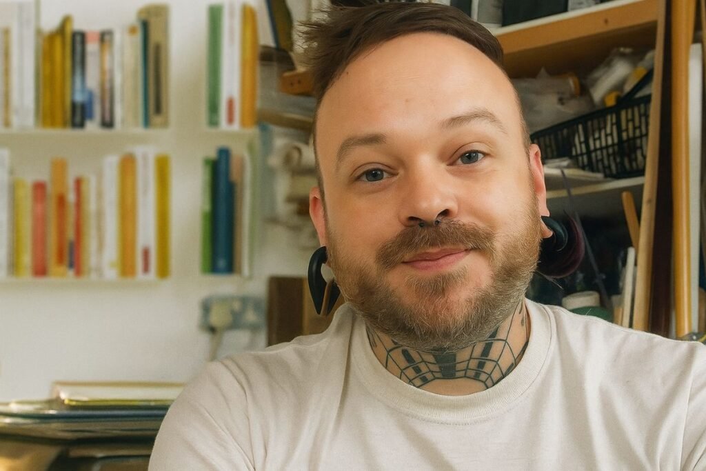 O verdadeiro 'exorcista': o artista britânico Alex CF, o mestre por trás da obra e do universo ficcional que, sem saber, deu origem a um monstro do folclore digital.