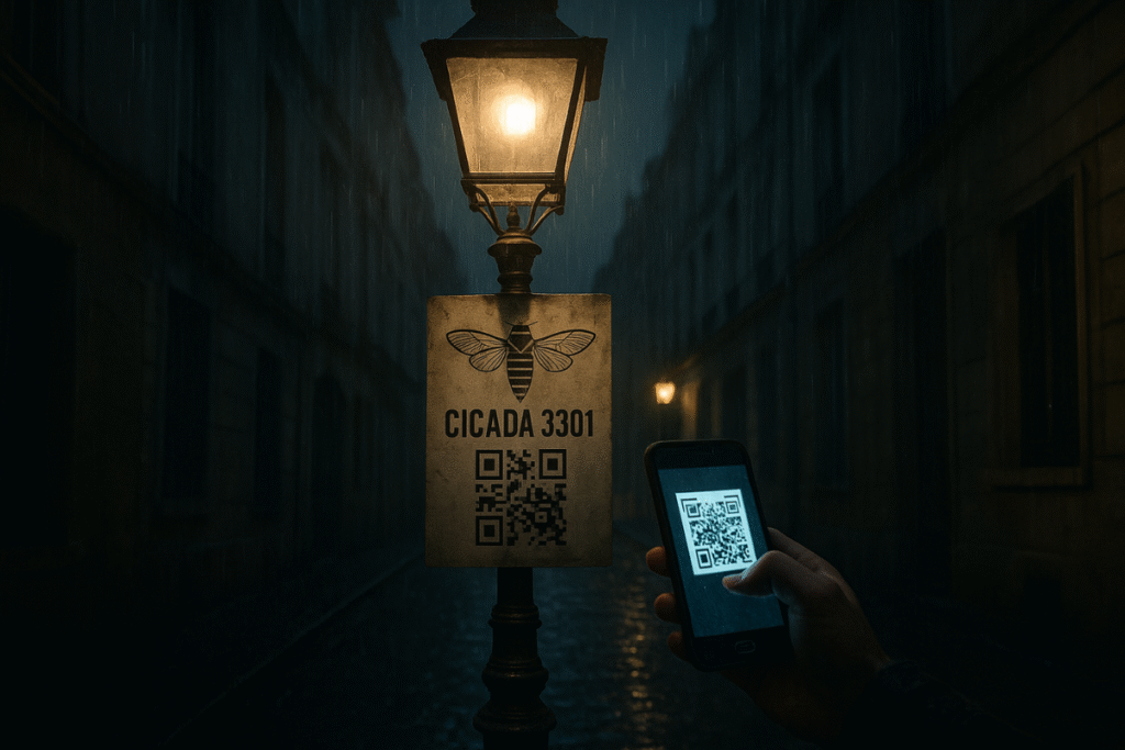 Do virtual para o real. O enigma levou os participantes às ruas de 14 cidades, provando que o Cicada 3301 não era apenas um jogo online.