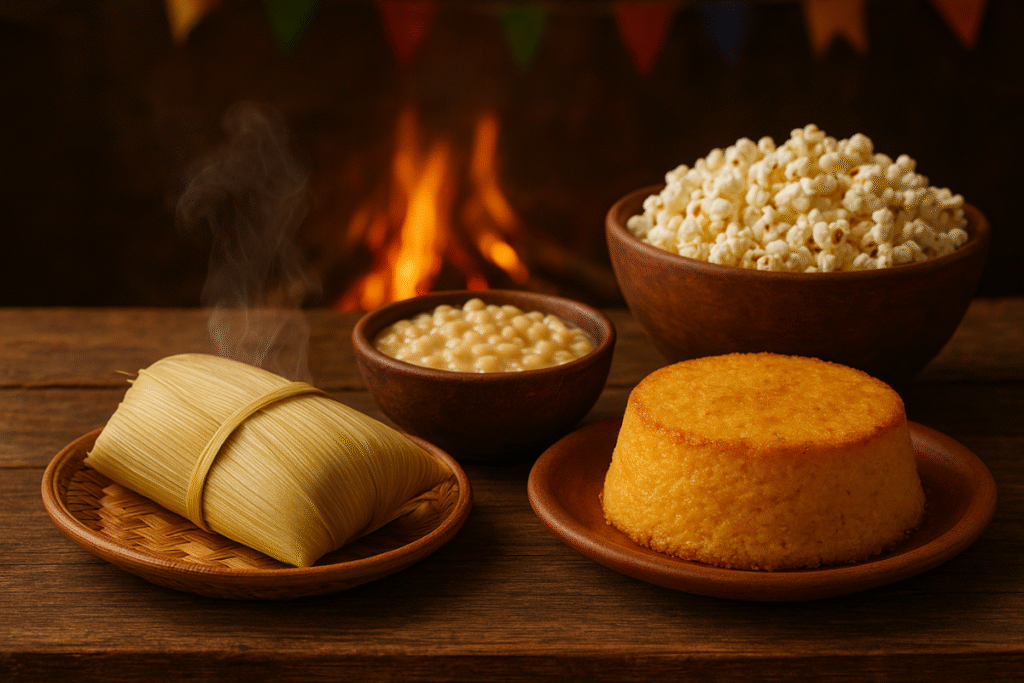 O sabor da nossa cultura. A versatilidade do milho é a alma da culinária junina, um legado delicioso que une o Brasil de norte a sul.