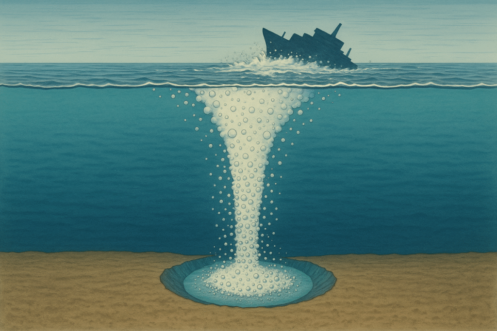 A teoria dos hidratos de metano sugere que bolhas gigantes de gás poderiam afundar navios em segundos.