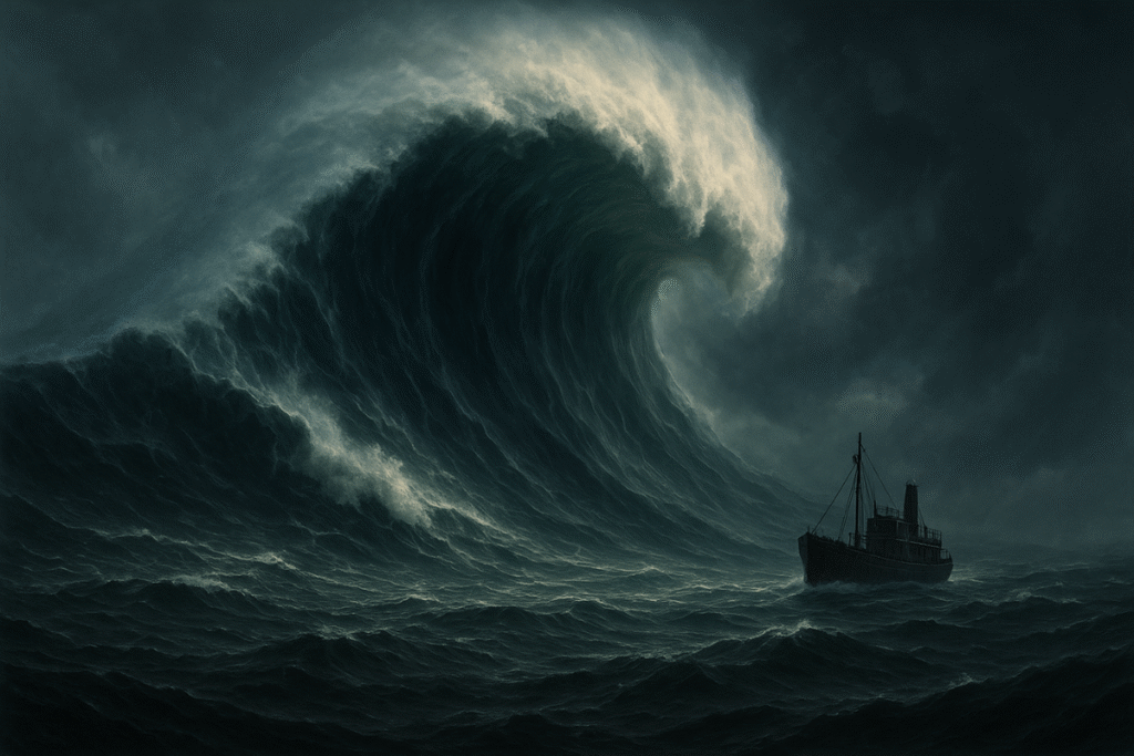 Hoje, a ciência comprova a existência de "rogue waves", ondas gigantes capazes de engolir até mesmo os maiores navios.